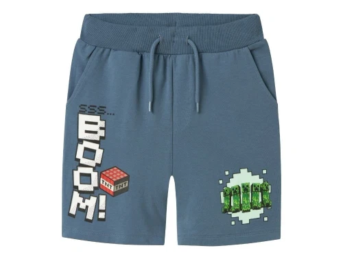 Blå sweatshorts med Minecraft print, lommer og bindebånd fra Name It 13243279 blue mirage